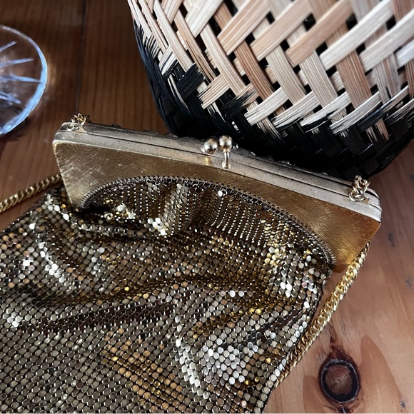 Vintage Whiting and Davis Face Flower Mesh Gold Purse Shoulder Bag Rare Chain - Picture 5 of 16